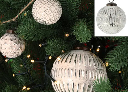 Christbaumkugel Ornament, weiß, groß, ca. 10cm Durchmesser – edler Weihnachtsbaumschmuck TK Gruppe® Grosshandel 