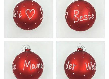 Christbaumkugel „Beste Mama“, Rot, Durchmesser ca. 8 cm TK Gruppe® Grosshandel 