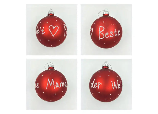 Christbaumkugel „Beste Mama“, Rot, Durchmesser ca. 8 cm TK Gruppe® Grosshandel 