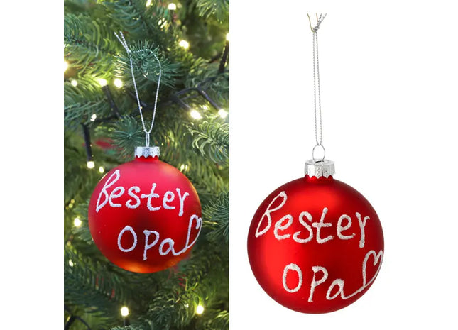 Christbaumkugel „Bester Opa“, Rot, Durchmesser ca. 8 cm TK Gruppe® Grosshandel 