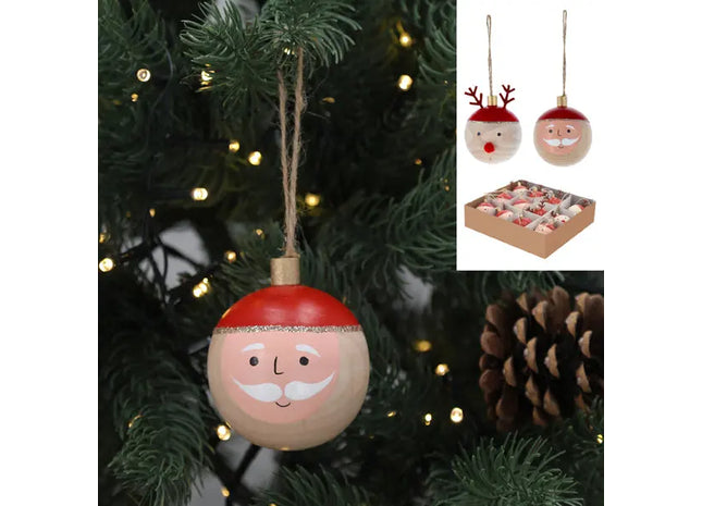 Christbaumkugeln aus Holz, 2er-Set, ca. 6cm Durchmesser - Rustikale Weihnachtsdekoration TK Gruppe® Grosshandel 