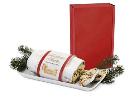 Christstollen im roten Geschenkkarton - Traditioneller Weihnachtsgenuss TK Gruppe® Grosshandel 