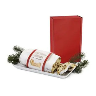 Christstollen in rotem Geschenkkarton – Weihnachtsgenuss TK Gruppe® Grosshandel 