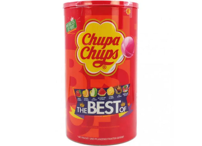 Chupa Chups Assorted Lollipops Variety Pack with 100 Pieces, Each with a Cap and Flag, 1200g TK Gruppe® Grosshandel 
