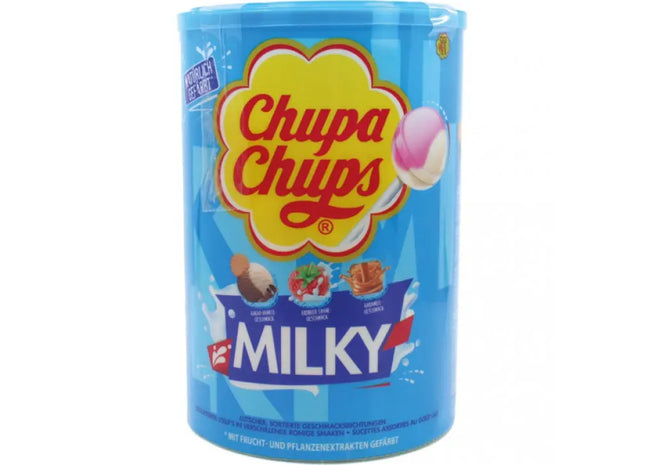 Chupa Chups Milky Lutscher, 100 Stück, 1200g Dose - Cremiger Genuss für Jung und Alt TK Gruppe® Grosshandel 