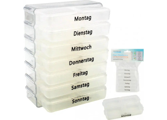 Clear Compact Pill Box, 9.5x7.5x4.2cm - Transparent & Secure Medication Organizer TK Gruppe® Grosshandel 