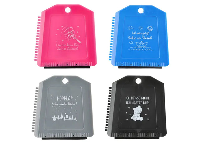 Cleverer Frostkämpfer: Eisfreier Eiskratzer, Witzige Sprüche, 4s, ca. 12x12cm TK Gruppe® Grosshandel 