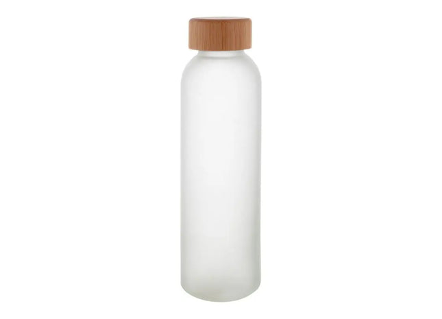 Cloody Glas-Wasserflasche 500ml - Mattweiß mit Naturakzenten TK Gruppe® Grosshandel 