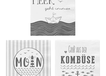 Coastal Theme Paper Napkins, 3-ply, Pack of 20: Seafaring Design Disposable Serviettes TK Gruppe® Grosshandel 
