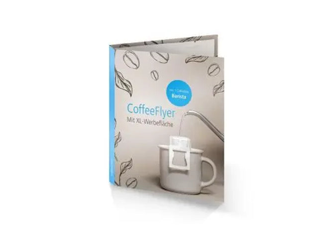 CoffeeFlyer Barista in Weiß: Individuelles Design für Kaffeeliebhaber TK Gruppe® Grosshandel 