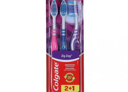 Colgate Zig Zag Mittelharte Zahnbürsten, 3er-Pack, Effektive Zahnpflege TK Gruppe® Grosshandel 