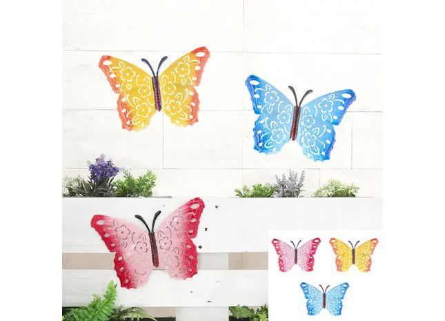 Colorful Butterfly Wall Decor, Set of 3, Small 12-Inch Size TK Gruppe® Grosshandel 