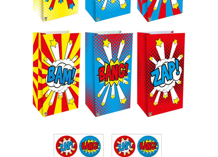 Comic-Tasche mit Aufklebern, 3 Designs, 13x25x8 cm, Set mit 3 Aufklebern TK Gruppe® Grosshandel 