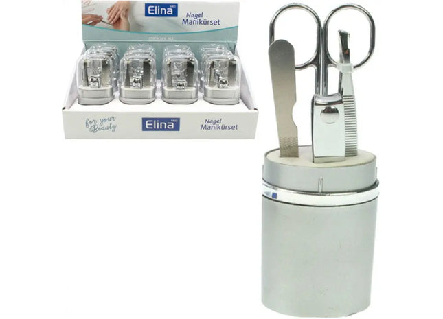 Compact 4-Piece Nail Grooming Kit: 13cm Case with Display - Essential Manicure Set TK Gruppe® Grosshandel 