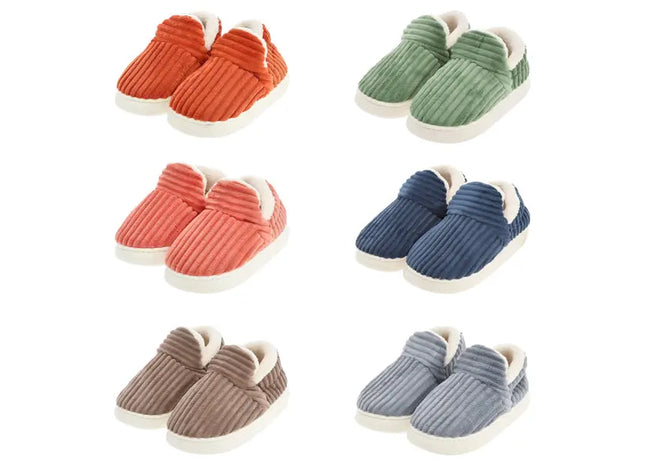 Cord Plüsch Hausschuhe, 6er-Pack, Größen 36-45, Gemütlich & Robust - 100 Zeichen TK Gruppe® Grosshandel 
