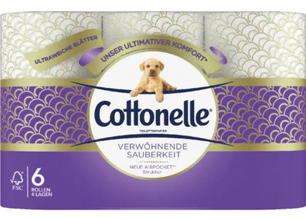 Cottonelle Bathroom Tissue 4-Ply 6 Packs x 140 Sheets White - Soft and Absorbent Toilet Paper TK Gruppe® Grosshandel 