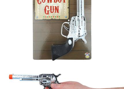 Cowboy-Pistole, Silber, 19 cm – klassische Spielzeugpistole für Kinder TK Gruppe® Grosshandel 