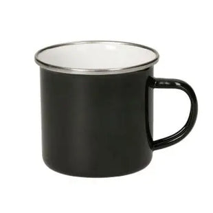 Cozy Emaille-Becher 300ml in Schwarz-Weiß – Retro Charme TK Gruppe® Grosshandel 