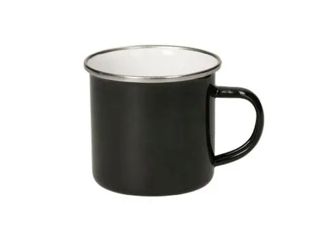 Cozy Emaille-Becher 300ml in Schwarz-Weiß – Retro Charme TK Gruppe® Grosshandel 