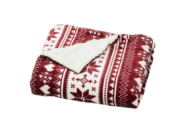 Cozy Red & White Blanket, Soft Throw, 125x150 cm TK Gruppe® Grosshandel 