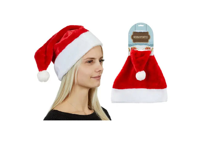 Cozy Red & White Christmas Hat – Soft Festive Headwear for the Holidays TK Gruppe® Grosshandel 
