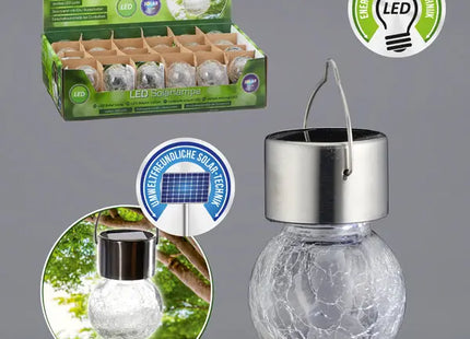 Crackle Kugel LED Solarleuchte, Kompakt 6x13 cm – Umweltfreundliche Gartendeko TK Gruppe® Grosshandel 