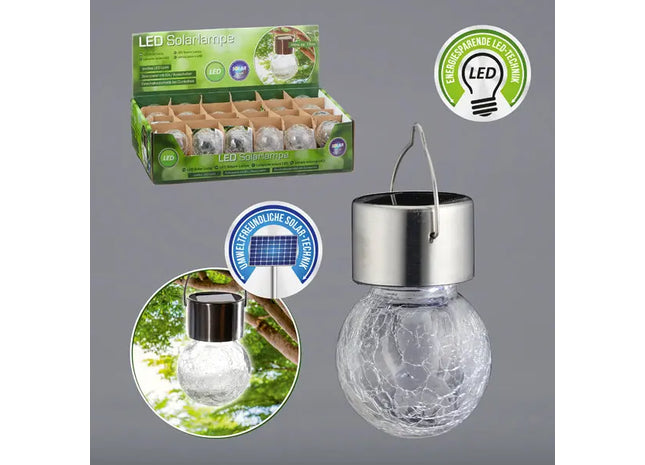 Crackle Kugel LED Solarleuchte, Kompakt 6x13 cm – Umweltfreundliche Gartendeko TK Gruppe® Grosshandel 