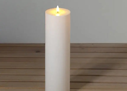 Cremefarbene LED-Säulenkerze für Altar, Flammenlos, Ca. 10x38cm TK Gruppe® Grosshandel 