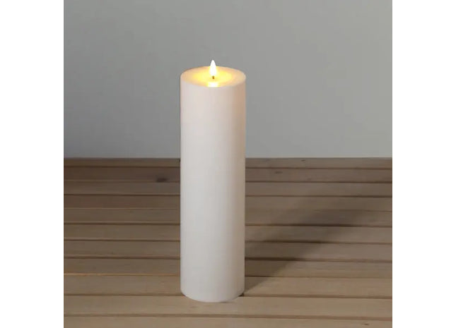 Cremefarbene LED-Säulenkerze für Altar, Flammenlos, Ca. 10x38cm TK Gruppe® Grosshandel 
