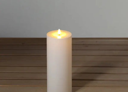 Cremefarbene LED-Säulenkerze für den Altar, Flammenlos, Ca. 10x28cm TK Gruppe® Grosshandel 