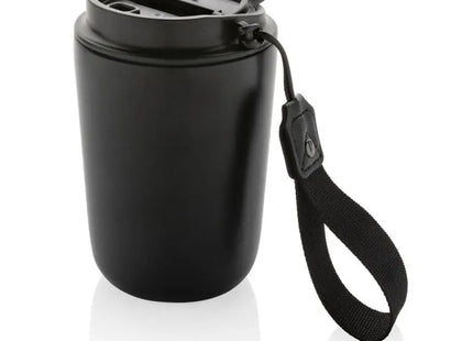 Cuppa RCS-Stahl Vakuumbecher mit Trageband – Schwarz, Ideal für Unterwegs TK Gruppe® Grosshandel 