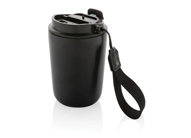 Cuppa RCS-Stahl Vakuumbecher mit Trageband – Schwarz, Ideal für Unterwegs TK Gruppe® Grosshandel 