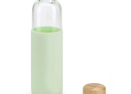 DAKAR Öko-Flasche aus Bambus & Borosilikatglas, 600ml - Mintgrün TK Gruppe® Grosshandel 