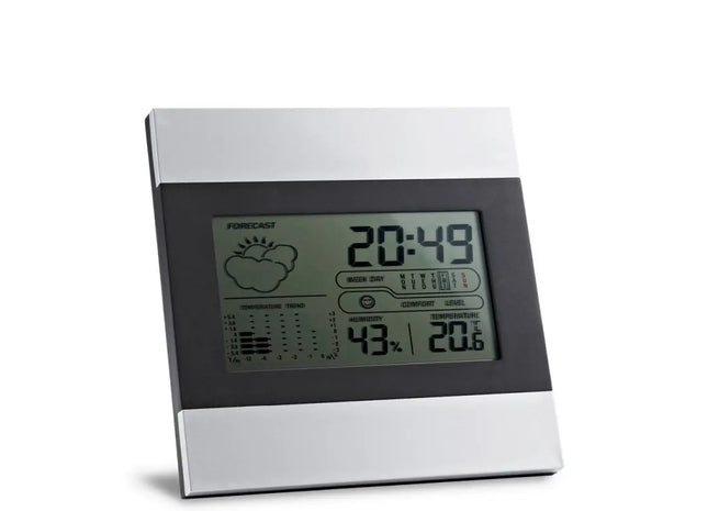 DENE Aluminium Tischstation mit LCD, Satinsilber Finish TK Gruppe® Grosshandel 