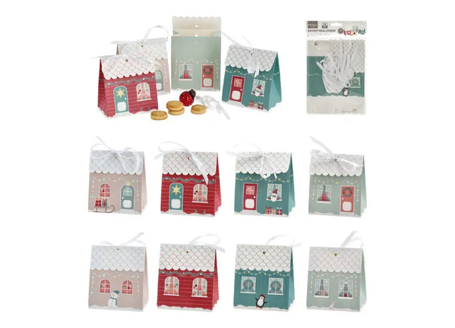 DIY Adventskalender Bastelset - Hausdesign, 48-tlg. Weihnachts-Countdown Set für Kinder & Erwachsene TK Gruppe® Grosshandel 