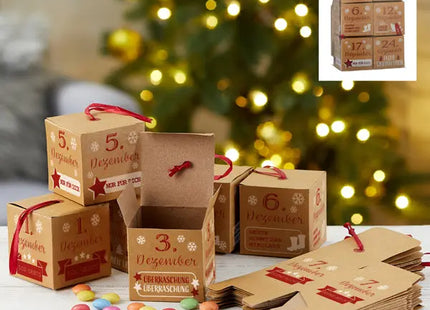 DIY Adventskalender Bastelset in Box, 24-teiliges Set - Kreativer Weihnachtscountdown TK Gruppe® Grosshandel 