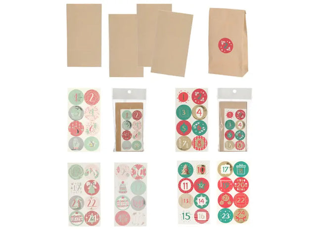 DIY Adventskalender Bastelset, 48-teilig für 2 Kalender, Kreativset TK Gruppe® Grosshandel 