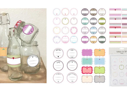 DIY Aufkleber-Set, 46-teiliges Kreativpaket, Vielseitige Sticker für Bastelarbeiten TK Gruppe® Grosshandel 