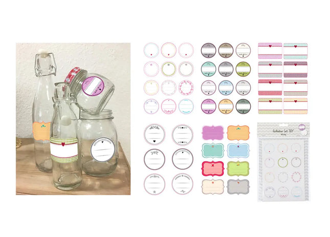 DIY Aufkleber-Set, 46-teiliges Kreativpaket, Vielseitige Sticker für Bastelarbeiten TK Gruppe® Grosshandel 