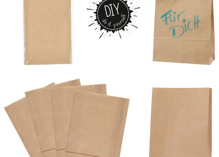 DIY Kraftpapier Tüten, 4er Pack, Vielseitig Einsetzbar, 17x26x7 cm TK Gruppe® Grosshandel 