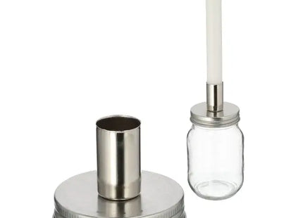 DIY Silberner Schraubdeckel Stabkerzenhalter, 7 cm Durchmesser - Individuelles Dekor TK Gruppe® Grosshandel 