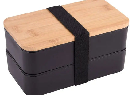 DOUBLE LEVEL Black Lunchbox - Two-Tiered, Compact, Durable Food Storage Solution TK Gruppe® Grosshandel 