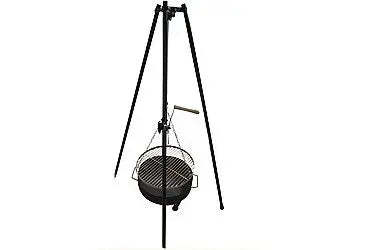 DREINBEINGRILL GUSSEISEN-GITTER ;Hochwertiger Dreibeingrill mit Gusseisen-Gitter: Robuster Lagerfeuergrill mit Feuerschale – Tragbarer Tripod Grill für Outdoor-Camping – Premium Feuerstelle Grill für Lagerfeuer und Barbecue-Abenteuer TK Gruppe® Grosshandel 