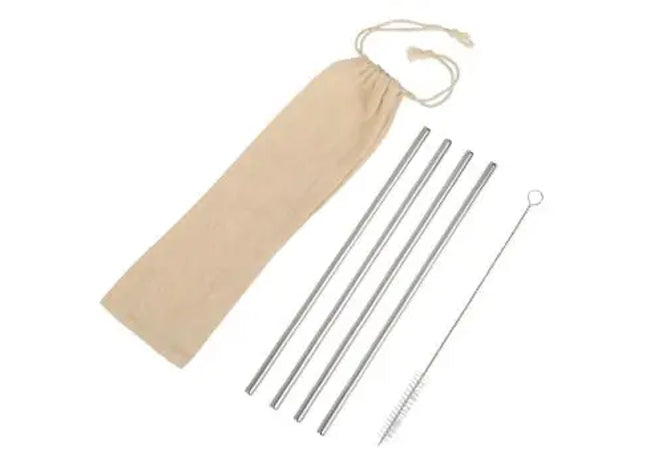 DRINK FRIENDLY Edelstahl-Trinkhalm-Set in Silber - Nachhaltig & Stilvoll TK Gruppe® Grosshandel 