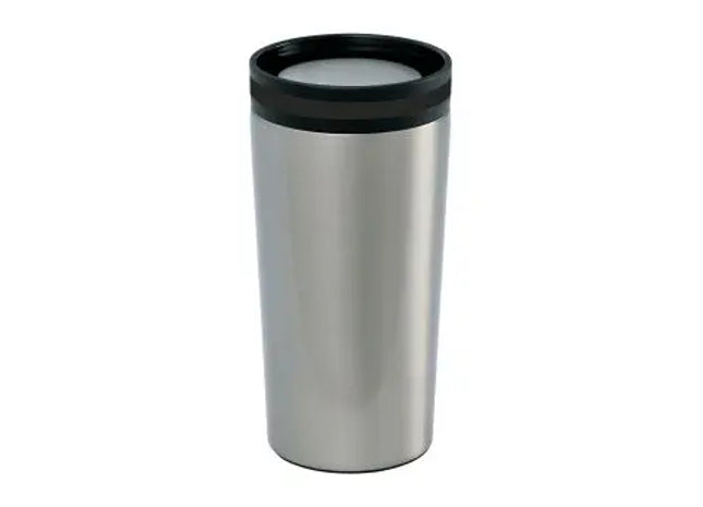 DRINQEO Thermobecher in Silber-Schwarz - 400ml, Elegant & Funktional TK Gruppe® Grosshandel 