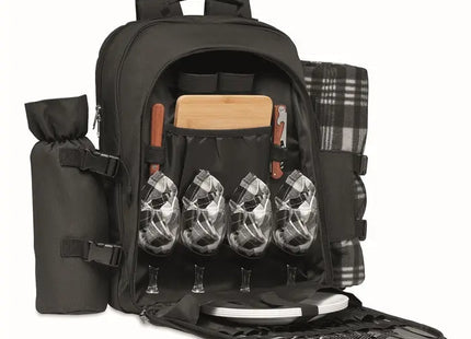 DUIN Picknick-Rucksack in Schwarz - Stilvoll & Praktisch für Ausflüge TK Gruppe® Grosshandel 