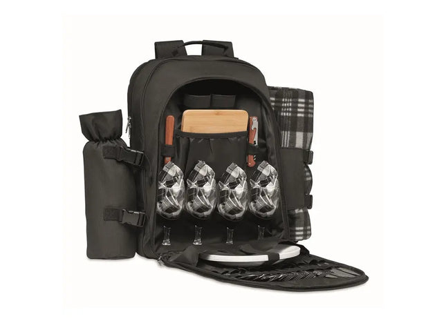 DUIN Picknick-Rucksack in Schwarz - Stilvoll & Praktisch für Ausflüge TK Gruppe® Grosshandel 