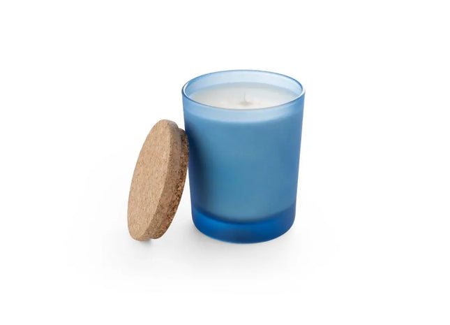 DUVAL Duftkerze in Glas mit Kork 180 g - Blau: Entspannung in stilvollem Design TK Gruppe® Grosshandel 