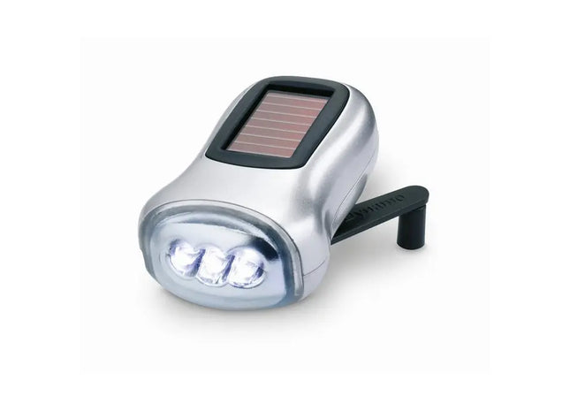 DYNASOL Dynamo-Taschenlampe in Mattsilber – Umweltfreundlich & Effizient TK Gruppe® Grosshandel 