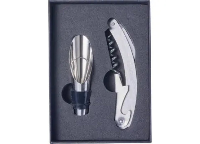 Dale 2-teiliges Sommelier-Set aus Edelstahl - Schwarz, Modernes Weinaccessoire TK Gruppe® Grosshandel 